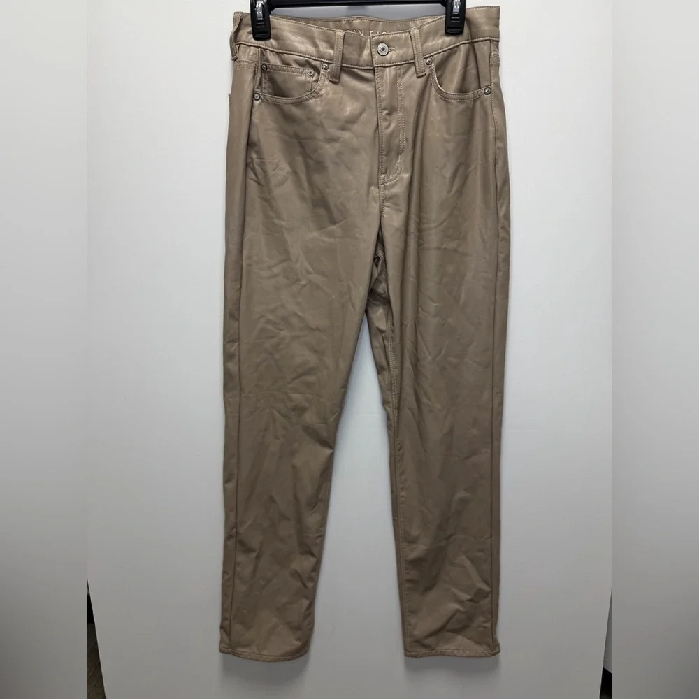 American Eagle Outfitters Women’s Vegan  Leather Super High Rise Straight 8 Long